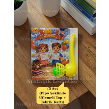 Nostaljik Lezzetler Karne Hediyesi 5 Set Pipo Şeklinde Üflemeli Top ve Tebrik Kartı