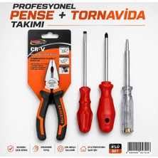 Pense-Düz Tornavida-Yıldız Tornavida-Kontrol Kalemi 4lü Set
