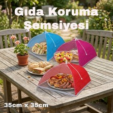 Direkstoktan 🍓 Kırmızı Puantiyeli Katlanabilir Gıda Koruma Şemsiyesi | Sinek ve Haşere Önleyici 🚫