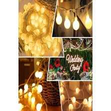 BENCEAL 28 Ledli 220V Fişli Mini Top LED Aydınlatma Dekoratif Süsleme Sarı LED Lamba Ampül (5 Metre)