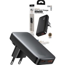 Light Nova 45W Gan Pd Hızlı Şarj Adaptörü | | 1xusb | 1xtype-C | Yenilikçi Hızlı Ince Şarj Adaptörü