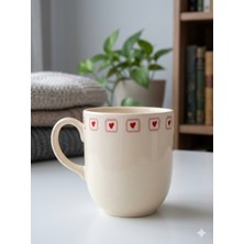 Palto Tasarım Kalp Kutucuk Krem Juno Kupa -Hediyelik Kupa Fincan Mug