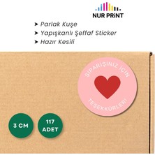 Nur Print Yapışkanlı Sticker, Yuvarlak Etiket, Parlak Kuşe Siparişiniz Için 'teşekkürler' Yazılı