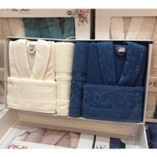 Fiesta Pamuklu Jakarlı Aile Bornoz Takımı