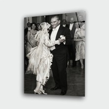 Alper Reklam Atatürk Dans Temalı Siyah Beyaz Cam Tablo