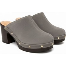 Ne&Ve Shoes Gri Süet Hafif Tabanlı Kadın Takunya Terlik