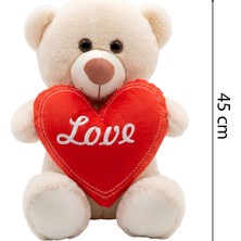 Pufu Toys Peluş Kalpli Ayıcık 45 Krem 04031