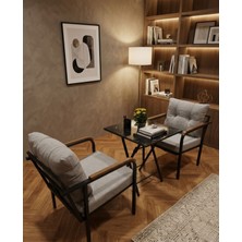 Sofmina Premium Ikili Koltuk Seti ve Orta Sehpa - Pencere Önü Okuma Köşesi - Mutfak ve Kapalı Balkon Oturma