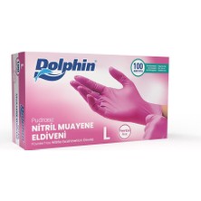 Dolphin Tek Kullanımlık Pembe Nitril Eldiven - Muayne Eldiveni Large Büyük Boy - 100'LÜ Paket