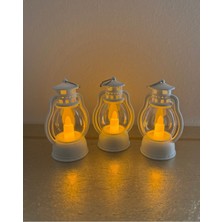 Gümüş Avm Ledli Mini Gaz Lambası 3’lü Set