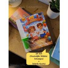 Nostaljik Lezzetler Karne Hediyesi 20 Set Nostaljik Mühür (Istampa) ve Tebrik Kartı