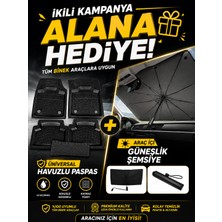Black Oto Universal Tüm Binek Araçlara Uygun Havuzlu Paspas + Araç Içi Güneşlik Şemsiye Hediye