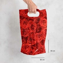 Kent El Geçme Sedef Poşet Gül Baskılı 30 x 40 cm 10 Adet