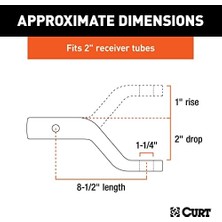 Curt Manufacturing 45340 Dövme Römork Aksamı Bilyeli Montaj, 5 Inç Alıcı, 7,7 Kg, 1-1/4-Inç Delik, 2-In Drop, 1-Inç Yükseklik