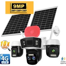 O-KAM-4075 3 Lens 10X Opti̇k Zoom Si̇renli̇ Çi̇ft Panel 4g Kamera