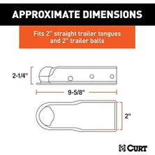 Curt Manufacturing 25470 Quickpin Mandalsız Römork Bağlayıcı 5 Inç Hitch Topu Için, 2 Inç Kanal, 1,6 kg