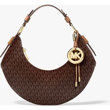 Michael Kors Kadın Marka Logo Baskılı Gold Aksesuar Detaylı Ayarlanabilir Omuz Askılı Günlük Kullanıma Uygun Şık Kahverengi Omuz Çantası 30F5GQ4L6B 252