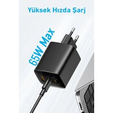 Light Nova 65W Gan Hızlı Şarj Adaptörü | 1xusb | Pd Qc3.0 2xtype-C | Laptop ve Telefon Uyumlu |