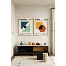 Tontilika Soyut Geometrik 2'li Ahşap Çerçeveli Tablo Seti
