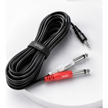 MN6 MN168F 3.5mm Stereo To 2x6.3mm Mono Mikser Amfi Dj Ses Bağlantı Kablosu 5 Metre