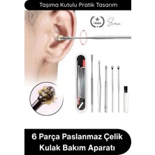 Svein #kulakbakım Kulak Temizleyici Seti 6 Parça Paslanmaz Çelik Kulak Bakım Aparatı Metal Kir Temizleme Kiti Ergonomik Kaymaz Saplı Hijyenik Sterilize Edilebilir Taşıma Kutulu Profesyonel Kulak Kaşığı