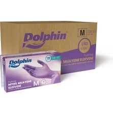 Dolphin Tek Kullanımlık Lila Nitril Eldiven - Muayne Eldiveni Medium Orta Boy - 100'LÜ 20 Paket