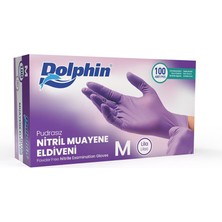 Dolphin Tek Kullanımlık Lila Nitril Eldiven - Muayne Eldiveni Medium Orta Boy - 100'LÜ Paket