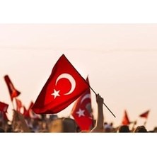 Zc Bayrak Sopalı Türk Bayrağı 100X150 Yüksek Kalite Çift Tarafllı Fabrikasyon Baskı Alpaka Kumaş