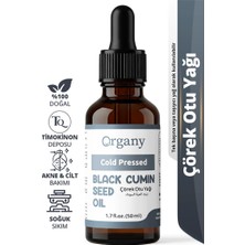 Organy Soğuk Sıkım Çörek Otu Yağı (1.3 Timokinon) %100 Doğal Akneye Eğilimli Cilt ve Saç Derisi Bakım Yağı Black Seed Oil 50 ml