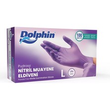 Dolphin Tek Kullanımlık Lila Nitril Eldiven - Muayne Eldiveni Large Büyük Boy - 100'LÜ Paket