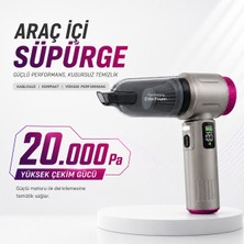 Seyoni 20.000 Pa Araç Içi Süpürge 6000 Mah Bataryalı 100W LCD Ekranlı Kablosuz Araç Içi Süpürge