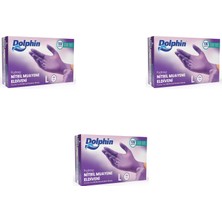 Dolphin Tek Kullanımlık Lila Nitril Eldiven - Muayne Eldiveni Large Büyük Boy - 100'LÜ 3 Paket