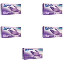 Dolphin Tek Kullanımlık Lila Nitril Eldiven - Muayne Eldiveni Large Büyük Boy - 100'LÜ 5 Paket