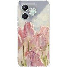 TechTree Honor 600 Lite Uyumlu Pembe Laleler Baskılı Silikon Kılıf