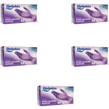 Dolphin Tek Kullanımlık Lila Nitril Eldiven - Muayne Eldiveni Medium Orta Boy - 100'LÜ 5 Paket