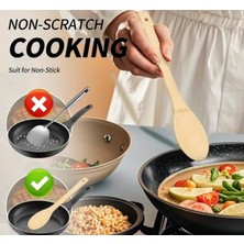 5'li Büyük Boy Doğal Bambu Kaşık Spatula Mutfak Tahta Kaşık Seti 30CM