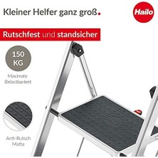 K70 Standardline Alüminyum Katlanır Merdiven, 3 Büyük Çelik Basamaklı, Kaymaz Matlı, 150 Kg'a Kadar Taşıma Kapasitesi, Katlanır Emniyetli Merdiven, Özellikle Hafif ve Kolay Saklanabilir, Gümüş