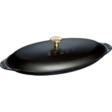 Sur La Table Minis Döküm Balık Servis Tabağı, Kapaklı, Döküm Demir, Siyah, 31 cm