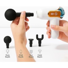 Kompakt Tasarımlı Mini Masaj Cihazı – 4 Başlıklı, Sessiz Motorlu, Dijital Ekranlı ve Şarjlı Kas Rahatlatıcı Masaj Tabancası