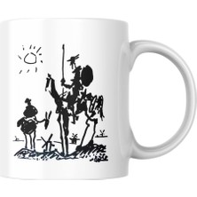 Don Kişot Kupa Bardak Coffee Mug Beyaz Kulplu Seramik Kupa