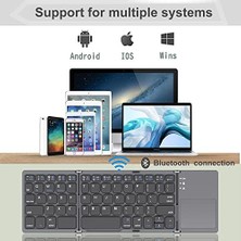 Rock&rown Katlanabilir Bluetooth Klavye, Rock & Cep Boyutunda Taşınabilir Kablosuz Klavye Touchpad ile Mac Os,, Windows, Linux, Pc, Tablet Için, Şarj Edilebilir Li-Ion Pilli, Koyu Gri