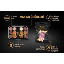 12 Renk Profesyonel Mat ve Işıltılı Göz Farı Paleti, Nude & Bordo Tonlar, Yüksek Pigmentli, Uzun Süre Kalıcı, Kompakt Tasarım, Far Aplikatörlü Çok Amaçlı Makyaj Seti.