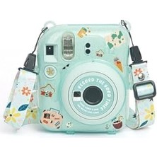 Mini 12 Yeşil Fotoğraf Makinesi Simli Pleksi Kılıf Çerçeve ve 10'lu Film Hediye SETI-FOTSI00197-ST4-10-PK-C