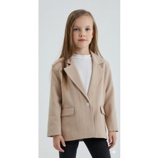 Bubiee Baby Kız Çocuk Bej Şık Blazer Ceket -Özel Gün ve Bayramlık Klasik Ceket