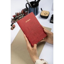 Dival Notebook 13X19 cm Yumuşak Vegan Deri Kapak Tarihsiz Not Okul Defteri - Kırmızı