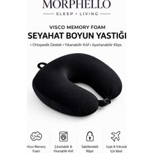 Morphello Visco Memory Foam Seyahat Boyun Yastığı Ortopedik Destekli Yıkanabilir Kılıflı Uçak ve Yolculuk Yastığı