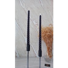 (4 Adet 27.5cm) Mum Konik Şamdan Mumu Doğal Petek Mum Dekoratif Kırılmaz Akmaz Mum Bal Mumu Beeswax Candle (Siyah)