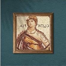 Soteria Mozaiği Taş Duvar Tablosu Ahşap Çerçeveli Duvar Dekoru Art 25X25CM W1-74