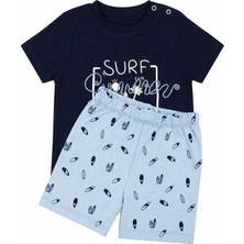 by BebekOdam Erkek Bebek Lacivert Mavi Summer Yazılı Şortlu 2'li Takım - 1016851