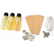 Ns-Era Mum Yapım Seti 30 ml Paçuli 30 ml Vanilya ve 30 ml Bergamot Esans, Ahşap Fitil ve Ip Fitil